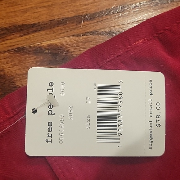Free People.Red Corduroy Pants sz 27 - Picture 3 of 5